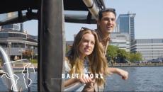 A couple on a water taxi
