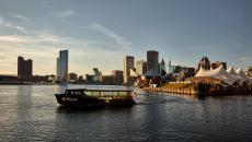 A water taxi in Baltimore's Inner Harbor