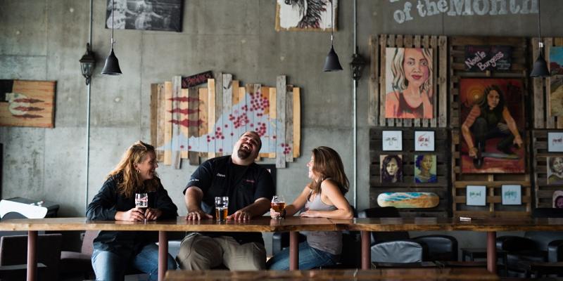 People having a beer at Three Notch'd Brewing Company in Charlottesville, Virginia