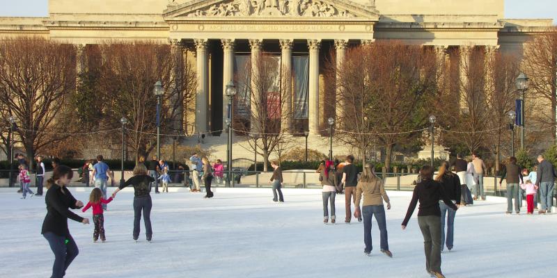 Ice skating in Sculpture Garden, DC