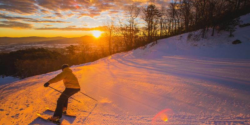 skiing, snow, Massanutten Resort, Virginia, sunset