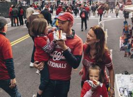 A family outside of Nationals Park