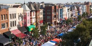 Aerial view of the street festival