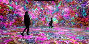Visitors touring the exhibit