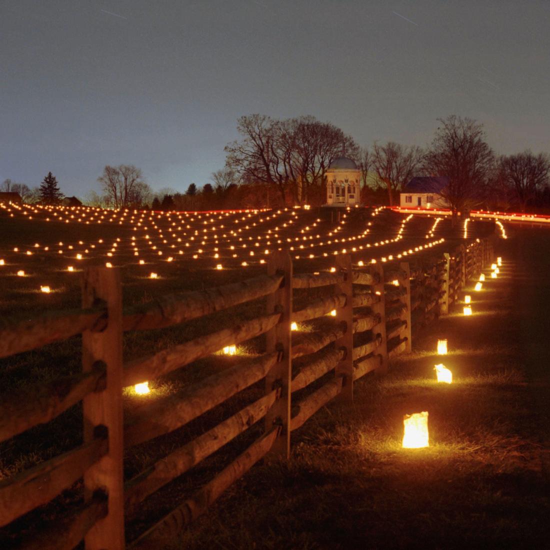 View of the battlefield lit with candles