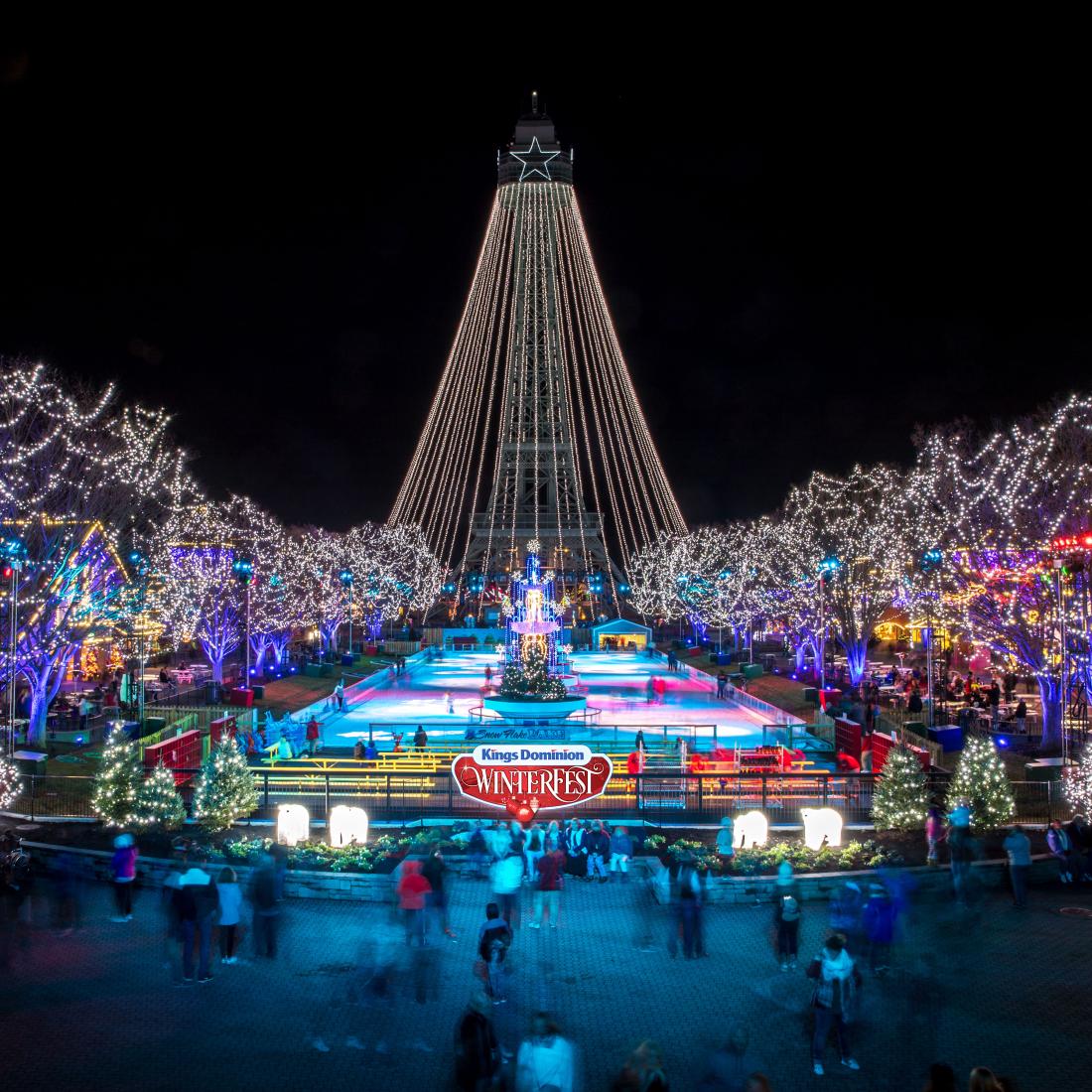 Kings Dominion park decorated for the holidays