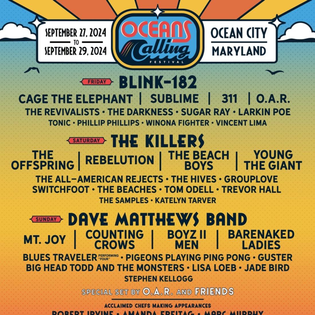 Ocean's Calling 2024 festival lineup poster