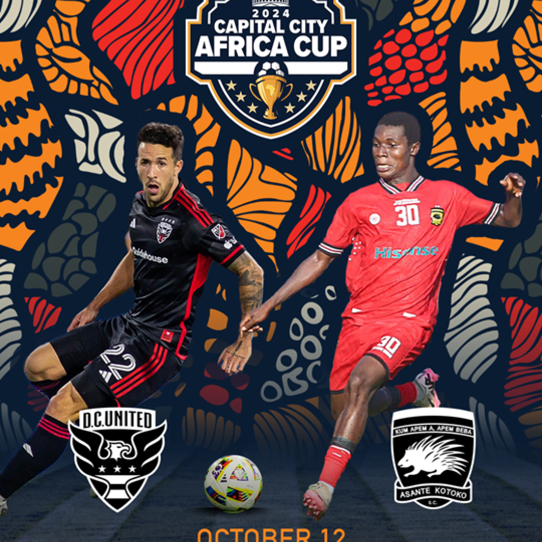 Capital City Africa Cup Match Day featuring two players on a graphic background